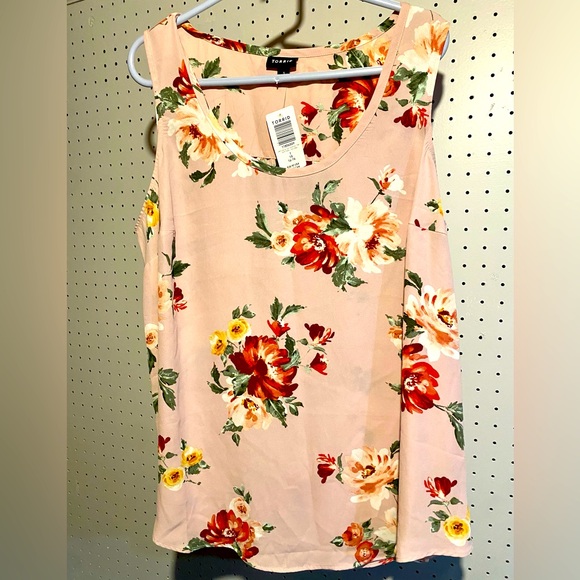 Torrid 1x NWT pink floral shell tank silky georgette vivid colors under blazer - Picture 2 of 3